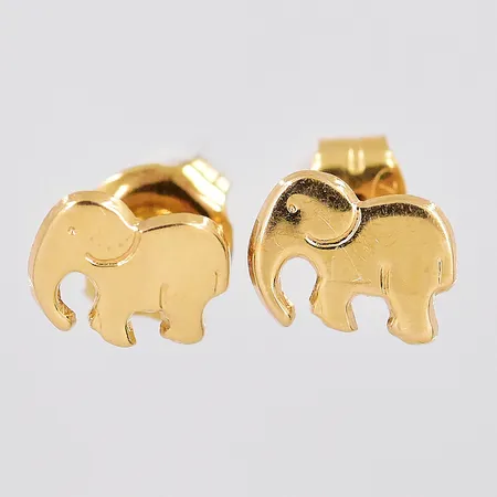 Ett par örhängen, elefant, ca 6x7,5mm, skeva, en stopp ej guld, 18K Vikt: 0,5 g