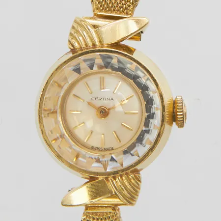 Damur Certina 18K, manuell, 17 x 23mm, armband i 18K, bruttovikt: 27,1g