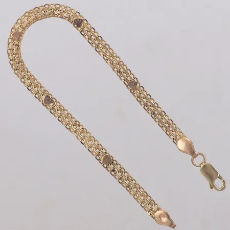 Armband X-länk med hjärtan, längd 18,5cm, bredd 4,5mm, Italien, 18K Vikt: 4,9 g