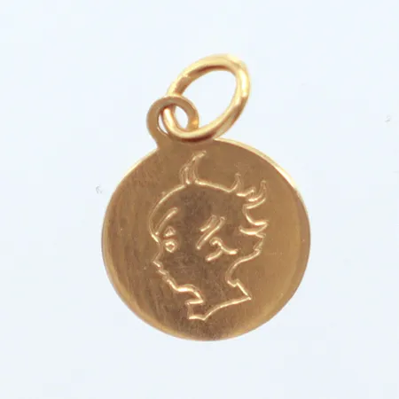 Hänge, Ø10mm, gravyr, 18K Vikt: 0,5 g