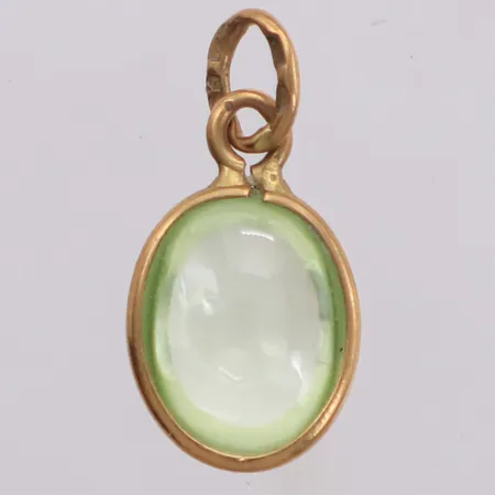 Hänge med ljusgrön sten, längd 18mm, bredd 8,7mm, 18K  Vikt: 0,9 g