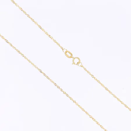 Halskedja, Singapore, 59,5cm, bredd 1mm, 9K Vikt: 1,2 g