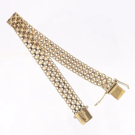 Armband X-länk, längd 19cm, bredd 11mm, trasigt lås, 18K  Vikt: 22,5 g