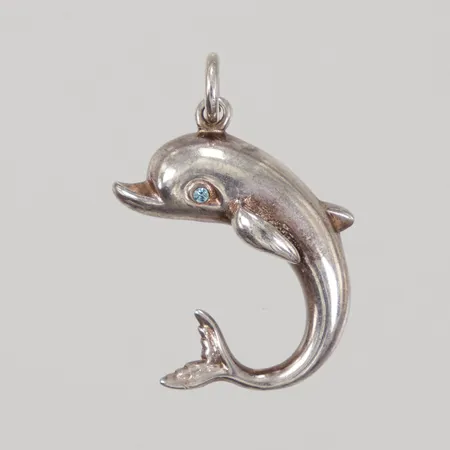 Hänge Delfin med blå sten, mått ca 25x36mm, Silver 925/1000 Vikt: 7,2 g