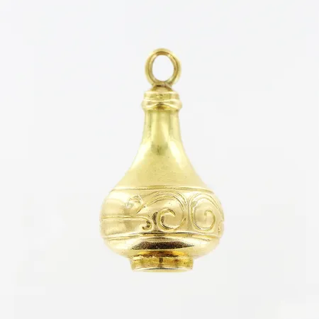 Hänge, 23x13mm, ihålig, ögla saknas, något skev, borrhål, 14K.  Vikt: 1,4 g