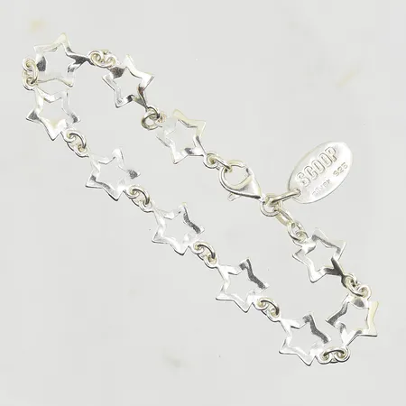 Armband stjärnor, Scoop, längd 18 cm, bredd 10 mm, 925/1000 silver. Vikt: 7 g