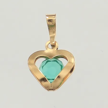 Hänge hjärta, grön sten, längd 14mm, bredd 9,6mm, 18K  Vikt: 0,5 g