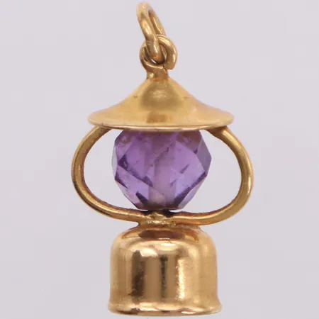 Hänge lykta med lila sten, längd 20,8mm, bredd 11,9mm, 18K Vikt: 1,6 g
