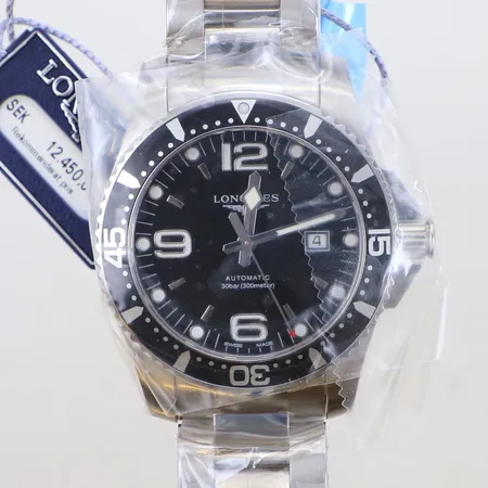 Herrur Longines Hydro Conquest, Ø44mm, automatisk, datum, stål, ref.nummer L3.841.4, serie.nummer 51589882, Certifikat 2020.10.23 Klockia, stållänk ca 17cm, viklås, manual, box, ytterkartong