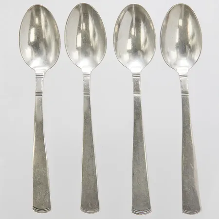 4 Kaffeskedar, Rosenholm, 12cm, aningen böjda, Silver 830. Vikt: 63,5 g
