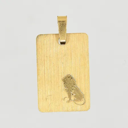 Hänge lejon, matterad yta, längd 22 mm, bredd 12 mm, 18K. Vikt: 0,9 g