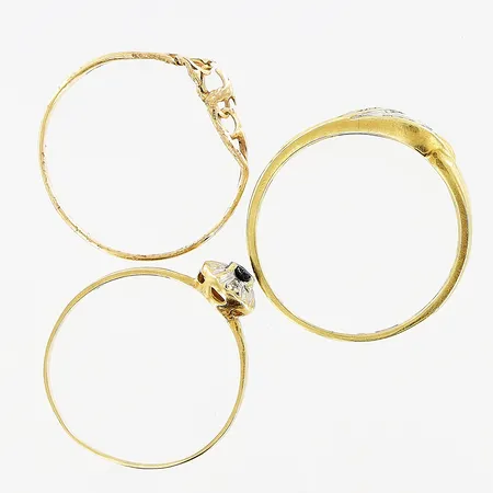 3 ringar, defekter, 18K Vikt: 5 g