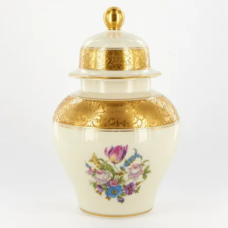 Lockurna, Rosenthal Bahnhof Selb, höjd: 21cm, bredd: 13cm, blomdekor, guldkant, Skickas med paket.