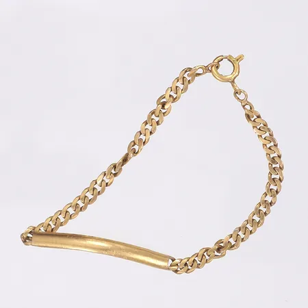 Armband pansarlänk med platta, längd 12,5cm, bredd 3mm, bruksslitage, 18K Vikt: 4 g