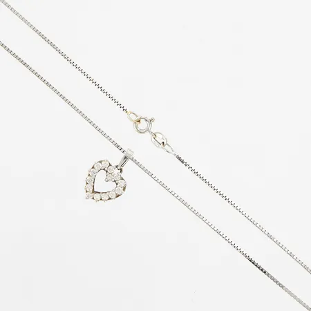 Kedja Venezia 36cm, bredd: 1mm, hänge med diamanter, 14 ca0,02ct, 16mm, bredd: 10mm, vitguld, 18K  Vikt: 4,6 g