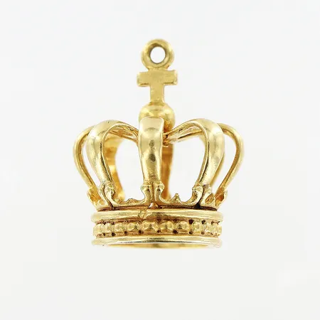 Hänge, krona, 17x13mm, saknar ögla, något skev, 14K.  Vikt: 3,2 g