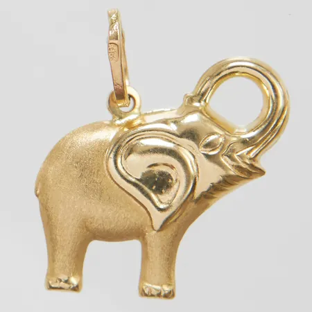 Hänge Elefant, längd ca 25mm inkl ögla, bredd 21mm, ihålig, 14K Vikt: 1,9 g