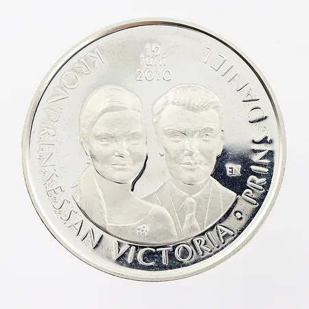 Minnesmynt, Kronprinsessan Victoria, Prins Daniel, 300krs, etui, box, silver 925/1000. Vikt: 27,1 g