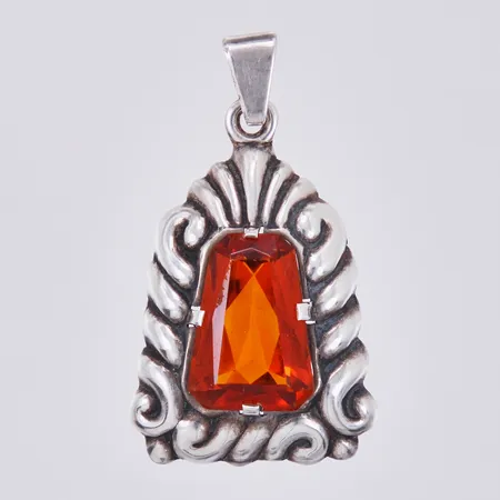 Hänge med färgad sten, längd: ca 4cm, bredd: ca 10-22mm, 830/1000, silver Vikt: 4,9 g