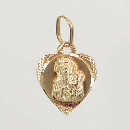Hänge, Maria med Jesubarnet, ca 15mm, inklusive ögla, bredd ca 10mm, 14K Vikt: 0,7 g