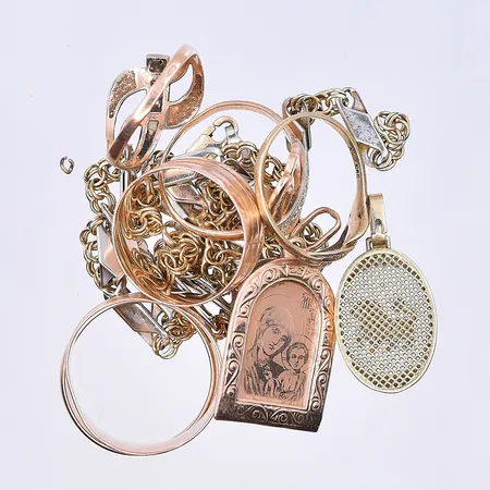 Diverse guld, 14K. Vikt: 25,6 g