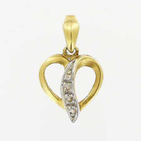 Hänge hjärta, diamanter 4 x ca 0005ct, 9x15mm, 18K Vikt: 0,7 g