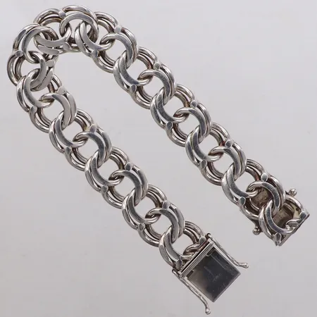 Armband Bismarck, längd 18,5cm, bredd 14mm, Jo-Ans Guld AB, år 1974, silver 830/1000 Vikt: 43,2 g