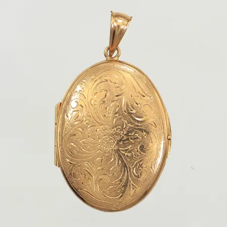 Hänge medaljong ca 40mm, inklusive ögla, bredd 24mm, buckligt, 18K Vikt: 5,5 g