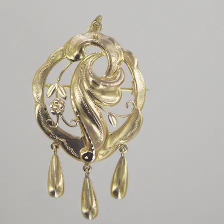 Hänge/brosch, längd 5 cm, bredd 2,5 cm, 18K Vikt: 3,5 g