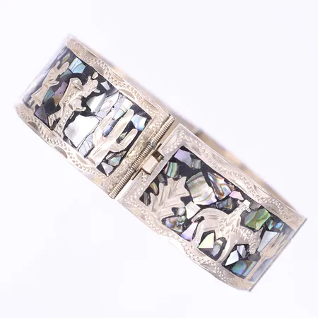 Armring med steninlägg, öppningsbar, Ø58mm, Silver 925/1000  Vikt: 29,9 g