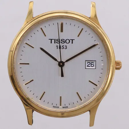 Herrur, Tissot, 18K, quartz (går ej), 33,5mm, nr T913410A, gravyr, saknar band, inga tillbehör, brv: 23g