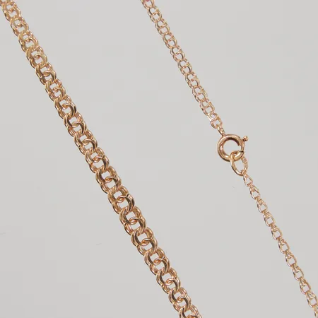 Kedja doserad Bismarck, ca 43,5cm, bredd ca 2,4 - 4,6mm, ojämnheter, SR 18K Vikt: 6 g
