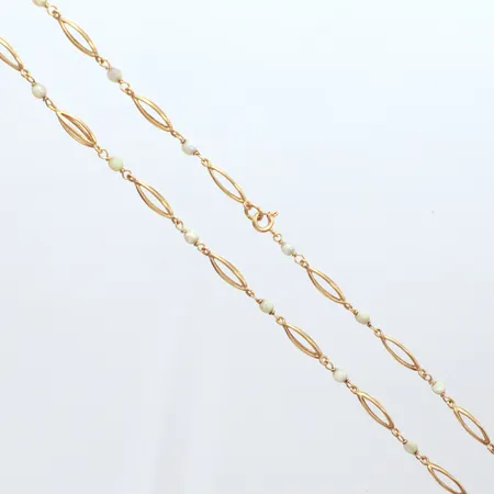 Collier med pärlor, längd 43cm, bredd, 4,50mm, 18k   Vikt: 9,3 g