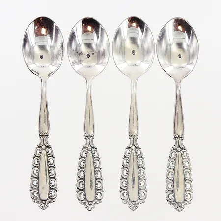 4 kaffeskedar modell Carmen, 100mm, GAB, kattfot, 830/1000 silver. Vikt: 34,1 g