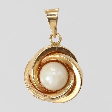 Hänge med pärla, 18,5x125mm ink ögla, 18K.  Vikt: 1,4 g