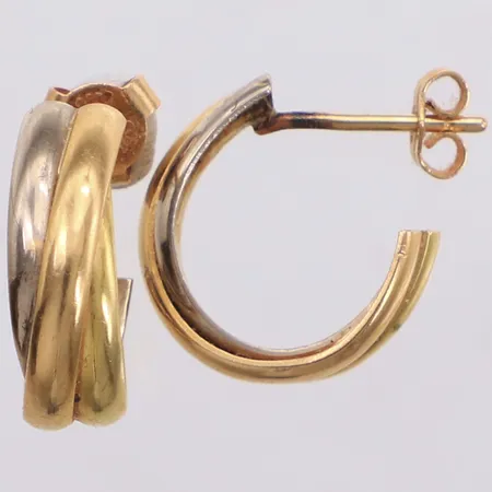 Ett par örhängen, längd 16,3mm, bredd 5,8mm, udda snurrebussar, rödguld/vitguld, 18K Vikt: 7,2 g