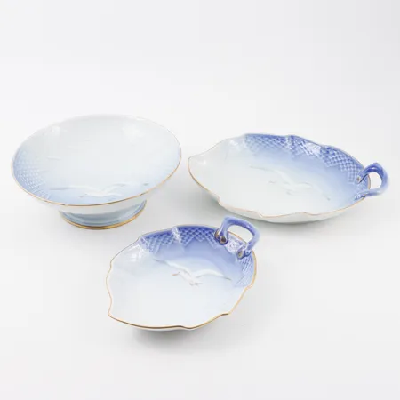 Serveringsdelar 3 st, Bing & Gröndahl Måsen, längd ca 19-25 cm.