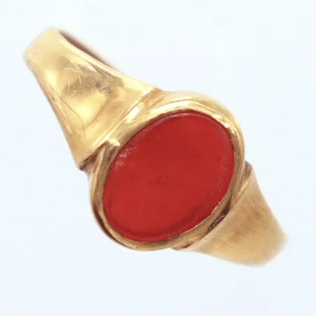 Ring Carneol, Ø20½mm, 14k Vikt: 2,6 g