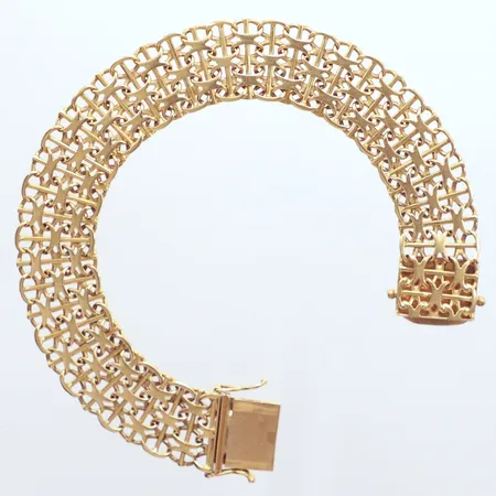 Armband X-länk med stav, längd 20cm, bredd 15,6mm, Ädelsmycken Aktiebolag, år 1967, 18K Vikt: 28,7 g