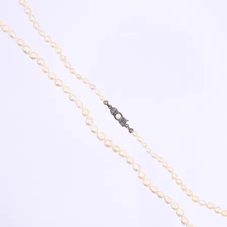 Halscollier med imitationspärlor, 45cm, bredd 5mm, lås i silver 830/1000 Vikt: 10,6 g