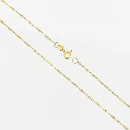 Kedja, Singapore, 40,5cm, defekt lås, 18K.  Vikt: 2 g