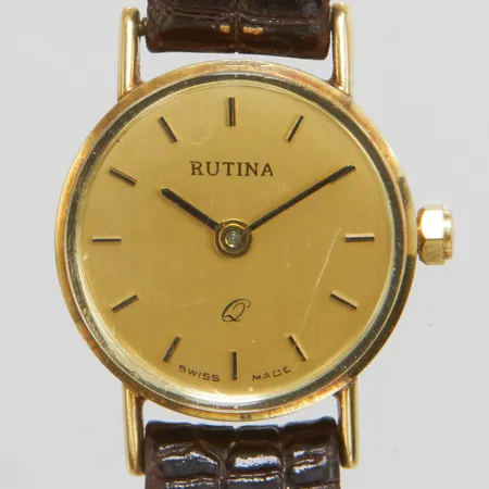 Damur Rutina 14K, quartz, 18,5mm, skadat läderarmband, inga andra tillbehör. 