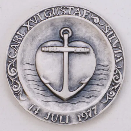 Minnesmedalj,  Prinsessan Victoria 14 Juli 1977, Ø44,8mm,  numrerad 298/6000, utgiven till födseln av kung Carl XVI Gustafs och drottning Silvias första barn, äkthetsintyg, Sporrong, etui, 925/1000 Vikt: 59,9 g
