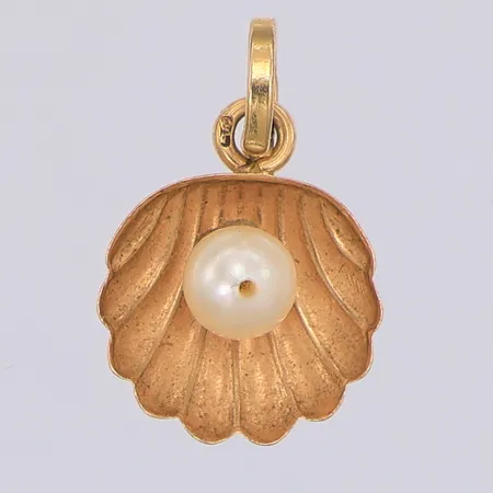 Hänge, snäcka, odlad sötvattenpärla, 16mm, 18K Vikt: 0,6 g