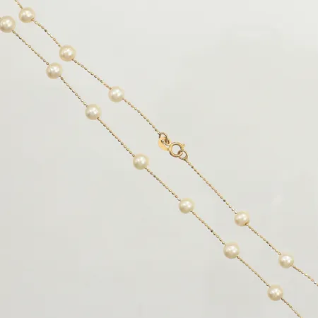 Collier med odlade pärlor ca 45,5cm, bredd 5mm, 14K Vikt: 5,2 g