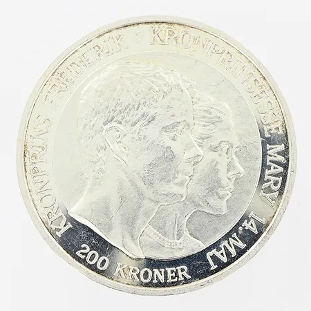Minnesmynt, Danmarks Dronning, Margrethe II, 2004, 200krs, plastetui, silver 999/1000. Vikt: 31,2 g