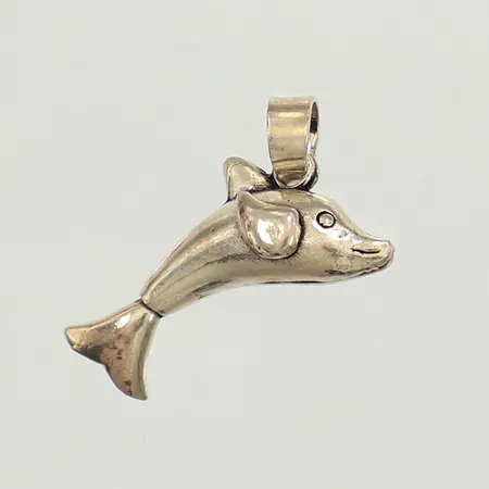 Hänge delfin, rörlig bakfena, ca 25mm, bredd 11mm, silver Vikt: 3,8 g