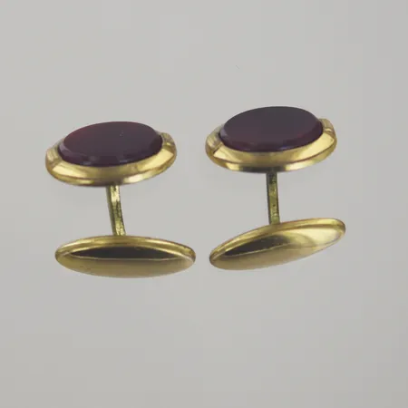 Manschettknappar med sten, 18 x 14 mm, metall. 10 gr