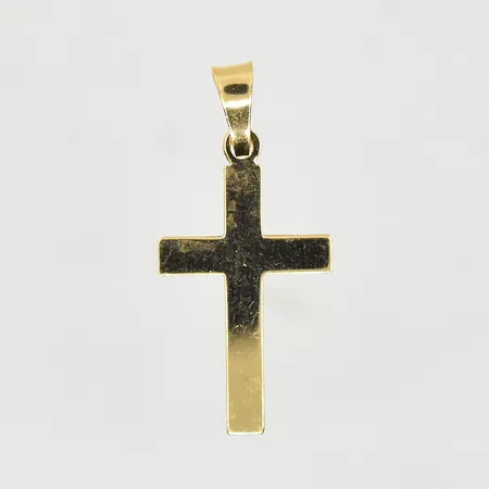 Hänge kors, längd 26 mm, bredd 12 mm, 18k. Vikt: 0,8 g
