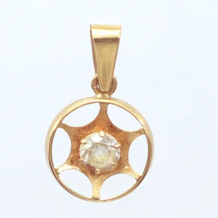 Hänge, längd 20,3mm, Ø14mm, liten vit sten, 18K Vikt: 1,2 g